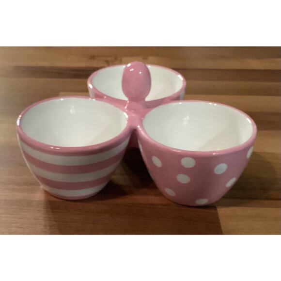Pampered Chef Pink Bowl Trio Help Whip Breast Cancer 3-Part Candy Condiment Dish - Picture 4 of 8